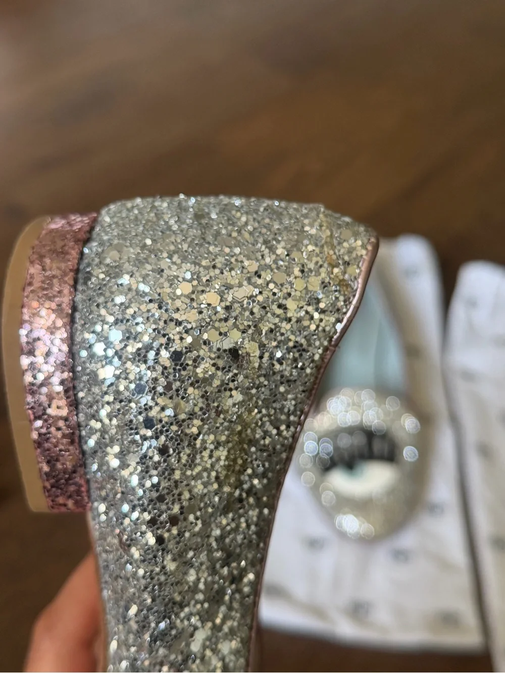 Chiara Ferragni Silver Glitter Eye Flats